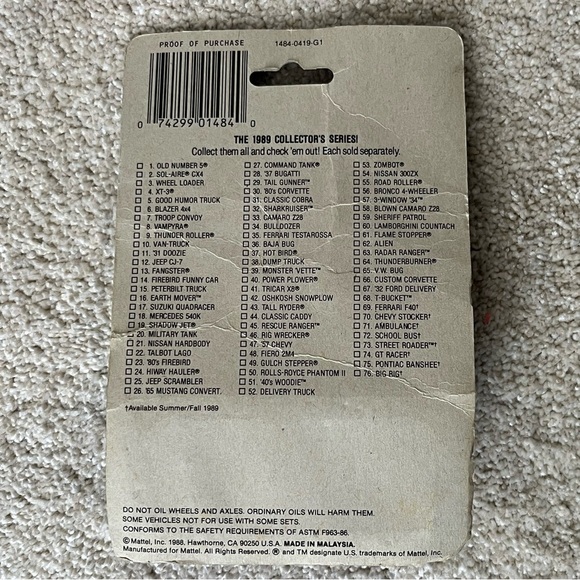 Vintage Hot Wheels Speed Fleet XT-3-1989 Collector’s Series-Collectible-Vtg-NEW - Picture 6 of 8